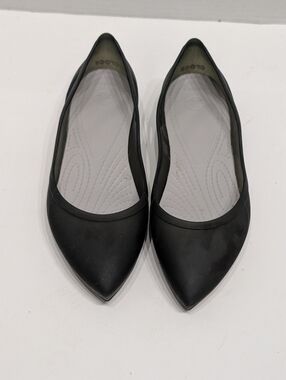 Crocs Ballet Flats Women's 9 Black Pointed Toe Slingback Rubber Casual Comfort